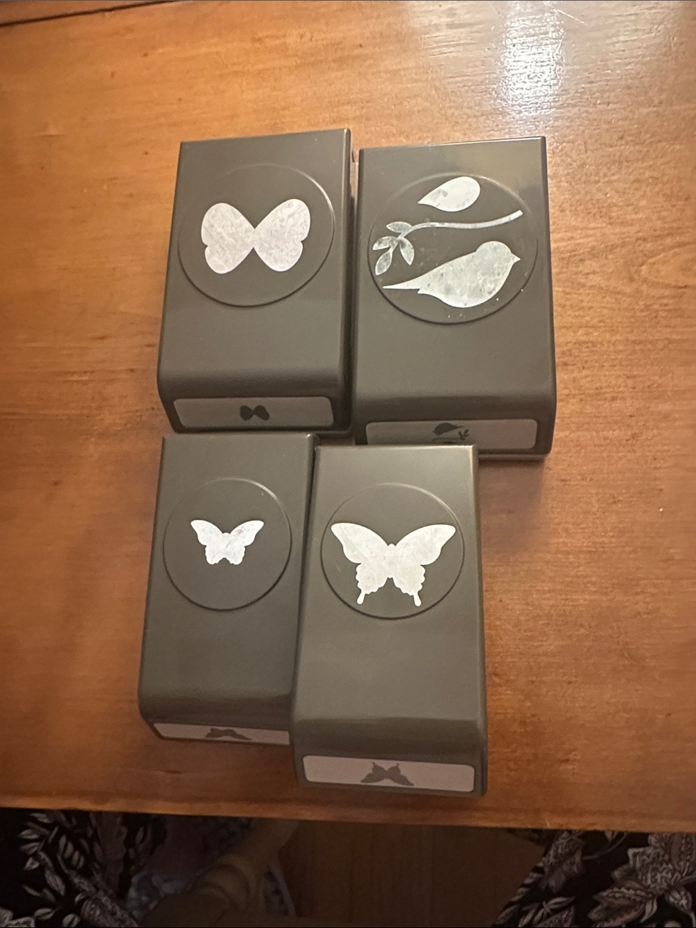 Stampin Up Craft Paper Punch Set - Gray Butterfly & Bird Designs
